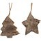 Colgante navideño Kaemingk abeto/estrella 16 partes de madera natural