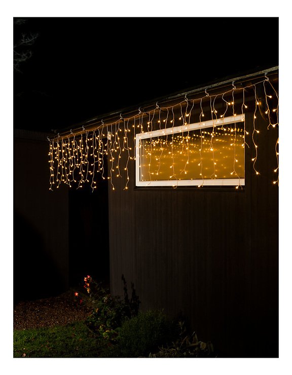 Konstsmide Lichtervorhang Eisregen 400 LED bernstein 10m außen