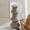 Bougie cylindrique LED Sirius Sille Geometry en cire véritable – 9 x 20,5 cm, gris chaud