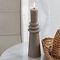 Bougie cylindrique LED Sirius Sille Ringet en cire véritable – 6 x 22 cm, gris chaud