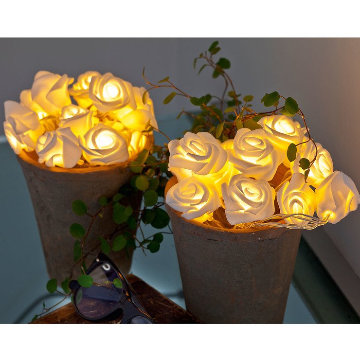 Sirius Lichterkette Rose Blüte weiß 12 LED batteriebetrieben innen 1